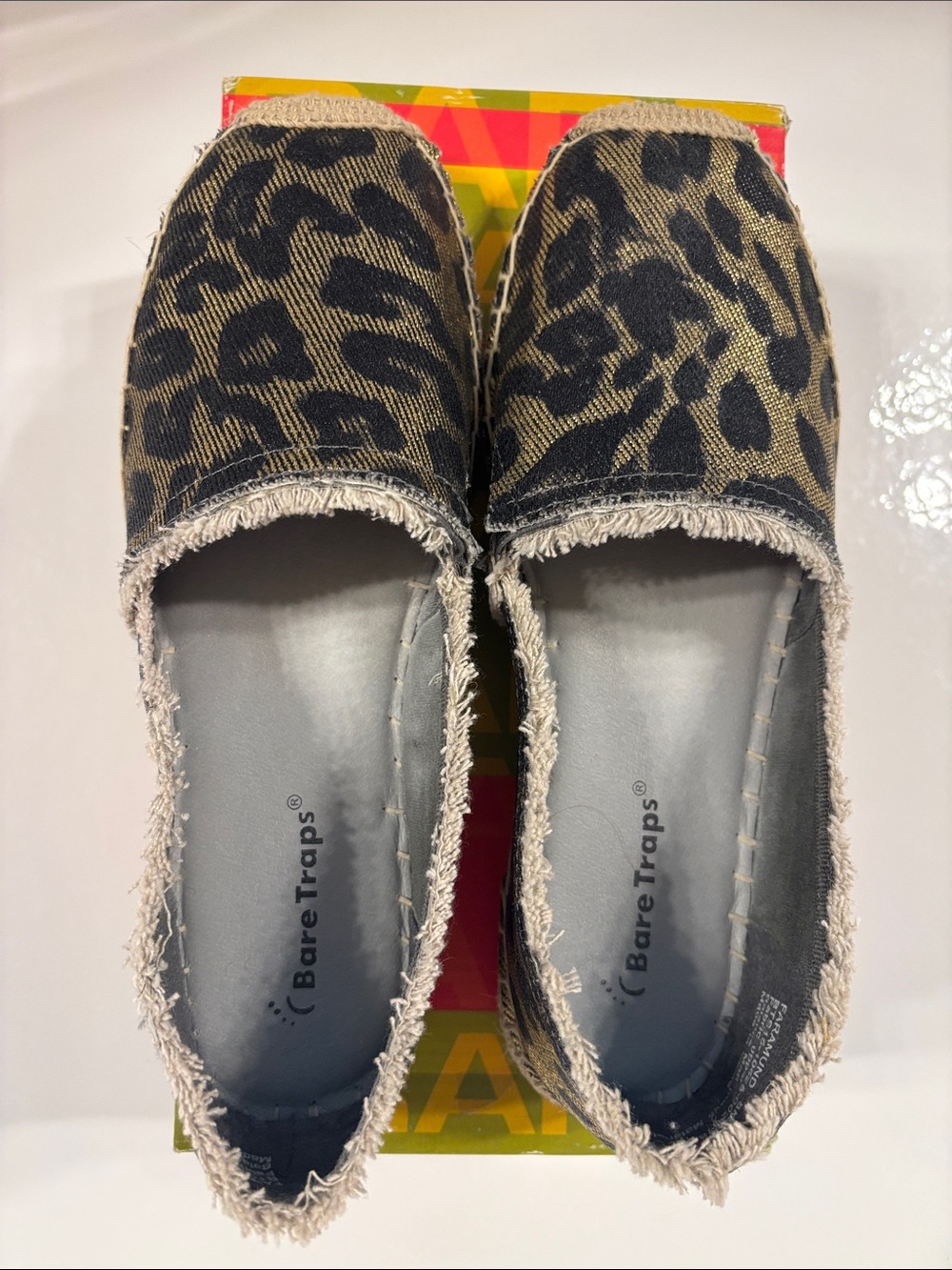 BareTraps Leopard Print Slip-Ons in Beige and Black